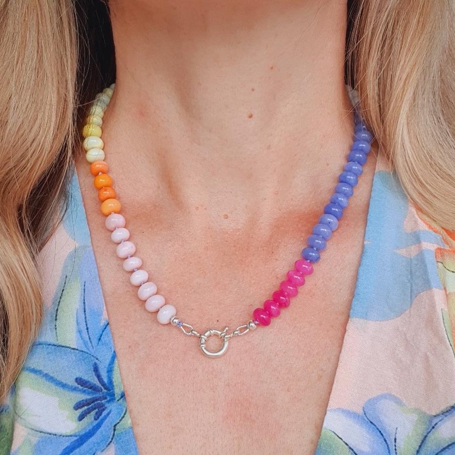 Handgeknüpfte Halskette, Ombre Perlenkette, Regenbogen-Opal-Halskette, Candy-Halskette, Seidengeknüpfte Halskette Handgeknüpfte Halskette, Ombre Perlenkette, Regenbogen-Opal-Halskette, Candy-Halskette, Seidengeknüpfte Halskette von EgoElements