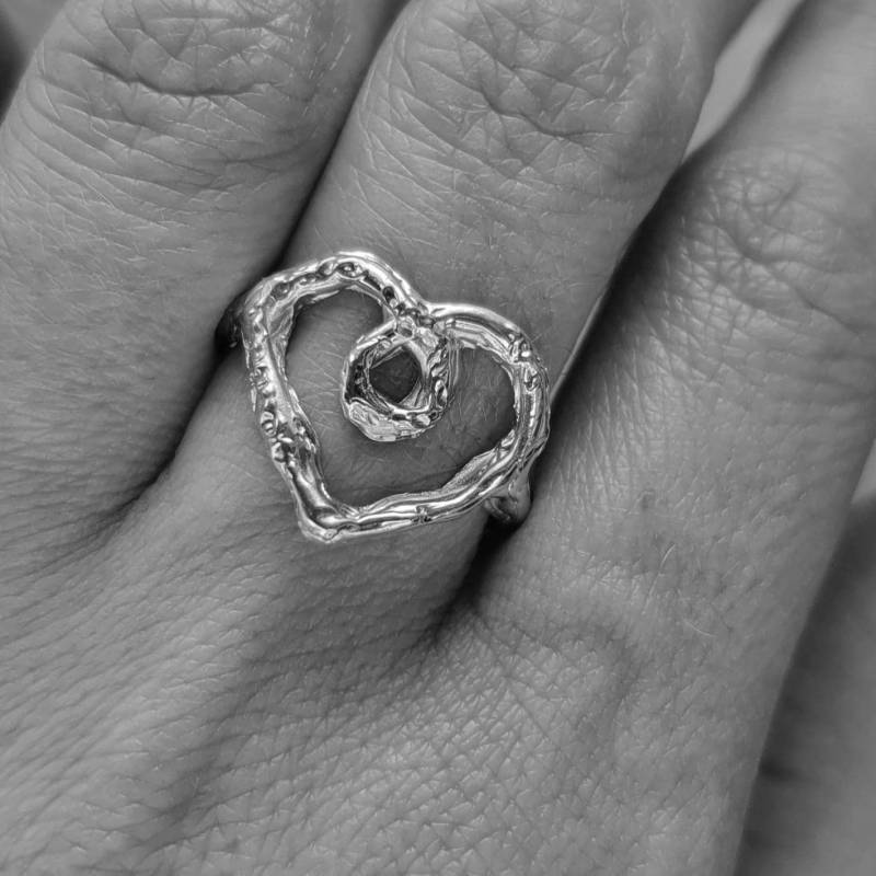 Herz Ring Silber, Geschmolzener Silberring, Einzigartiger Ring, Band, Swiss Made Schmuck von EgoElements