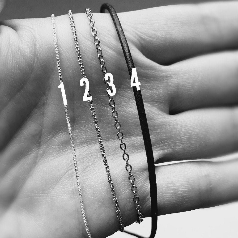 Lederbandkette, 925 Sterling Silber Rolo Kette, Massiv Popcorn Zusätzliche Kette Für Anhänger Lederbandkette, 925 Sterling Silber Rolo Kette, Massiv Popcorn Zusätzliche Kette Für Anhänger von EgoElements