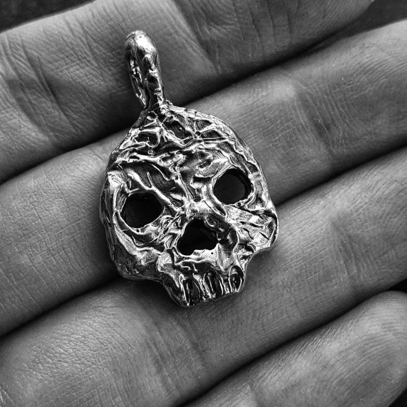Silberne Totenkopf Anhänger Halskette, Memento Mori Silber Anhänger, Unisex Silberne Totenkopf Anhänger Halskette, Memento Mori Silber Anhänger, Unisex von EgoElements