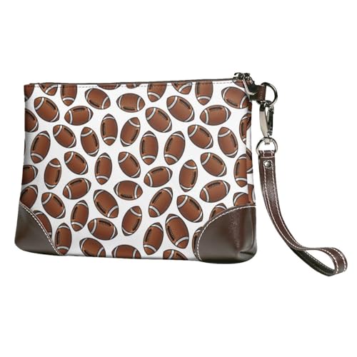 EgoMed American Football Rugbybälle,Handgelenktaschen PU-Leder Clutch Damen Reißverschluss Geldbörse Brieftasche Handtasche mit Handschlaufe von EgoMed