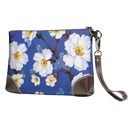 EgoMed Aquarellblume,Handgelenktaschen PU-Leder Clutch Damen Reißverschluss Geldbörse Brieftasche Handtasche mit Handschlaufe von EgoMed