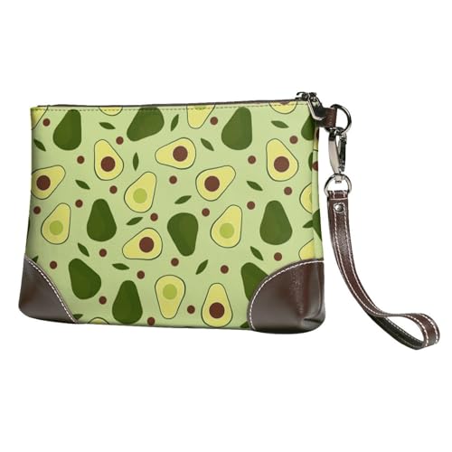 EgoMed Avocado Vintage Avocado,Handgelenktaschen PU-Leder Clutch Damen Reißverschluss Geldbörse Brieftasche Handtasche mit Handschlaufe von EgoMed