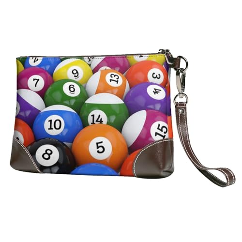 EgoMed Billardkugel,Handgelenktaschen PU-Leder Clutch Damen Reißverschluss Geldbörse Brieftasche Handtasche mit Handschlaufe von EgoMed