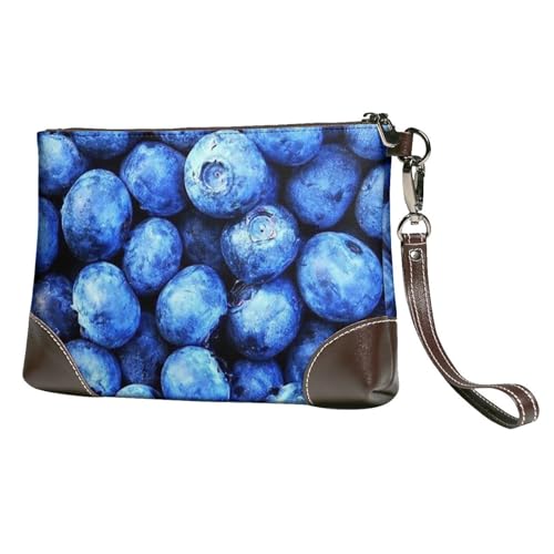 EgoMed Blaubeere,Handgelenktaschen PU-Leder Clutch Damen Reißverschluss Geldbörse Brieftasche Handtasche mit Handschlaufe von EgoMed