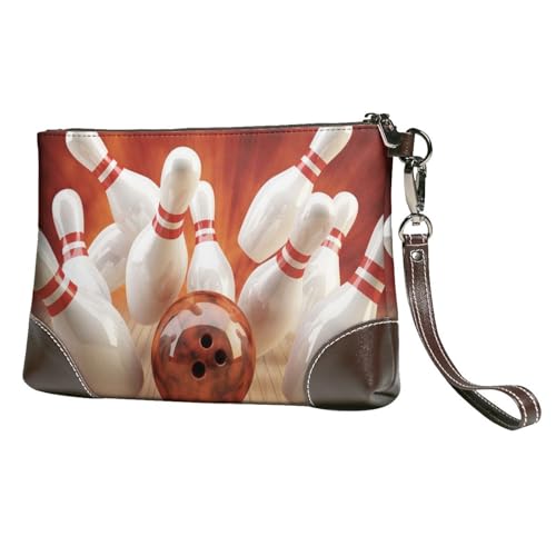EgoMed Bowling,Handgelenktaschen PU-Leder Clutch Damen Reißverschluss Geldbörse Brieftasche Handtasche mit Handschlaufe von EgoMed