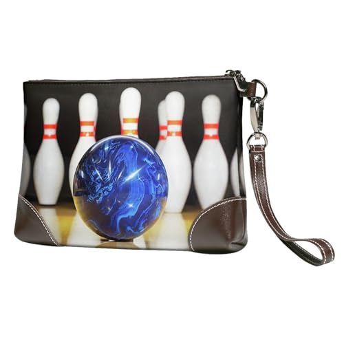 EgoMed Bowling,Handgelenktaschen PU-Leder Clutch Damen Reißverschluss Geldbörse Brieftasche Handtasche mit Handschlaufe von EgoMed
