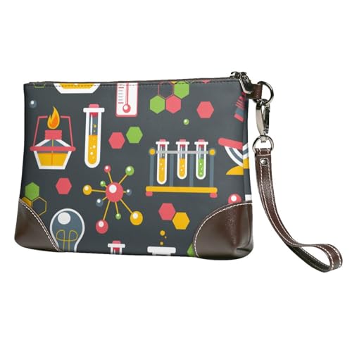 EgoMed Chemiewissenschaft,Handgelenktaschen PU-Leder Clutch Damen Reißverschluss Geldbörse Brieftasche Handtasche mit Handschlaufe von EgoMed