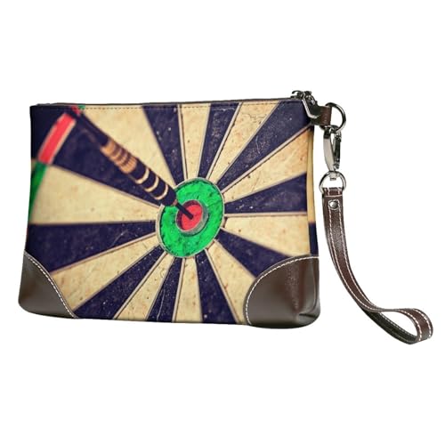 EgoMed Dartscheibe,Handgelenktaschen PU-Leder Clutch Damen Reißverschluss Geldbörse Brieftasche Handtasche mit Handschlaufe von EgoMed