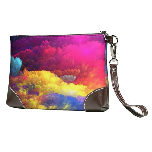 EgoMed Druck Aquarell Kunst Schöne Tinte,Handgelenktaschen PU-Leder Clutch Damen Reißverschluss Geldbörse Brieftasche Handtasche mit Handschlaufe von EgoMed