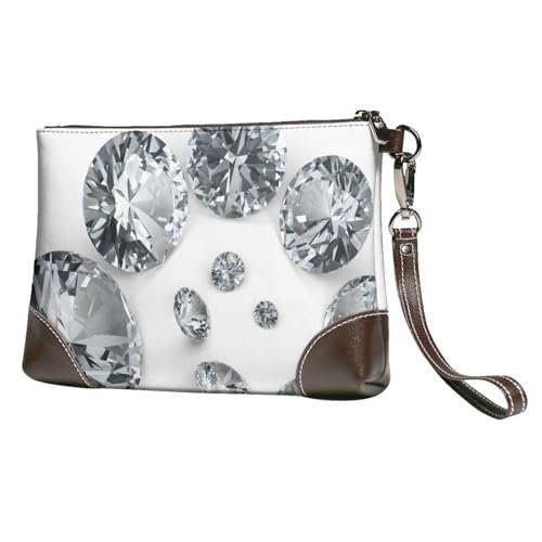 EgoMed Edelsteine Diamant Schmuck Juwelen Luxus Gedruckt,Handgelenktaschen PU-Leder Clutch Damen Reißverschluss Geldbörse Brieftasche Handtasche mit Handschlaufe von EgoMed