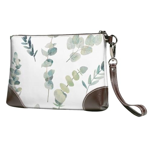 EgoMed Eukalyptus,Handgelenktaschen PU-Leder Clutch Damen Reißverschluss Geldbörse Brieftasche Handtasche mit Handschlaufe von EgoMed