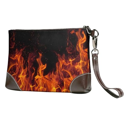 EgoMed Feuermuster,Handgelenktaschen PU-Leder Clutch Damen Reißverschluss Geldbörse Brieftasche Handtasche mit Handschlaufe von EgoMed