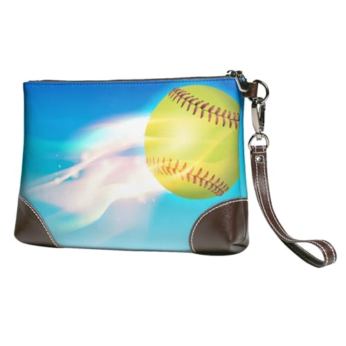 EgoMed Feuertennis, blaues Muster,Handgelenktaschen PU-Leder Clutch Damen Reißverschluss Geldbörse Brieftasche Handtasche mit Handschlaufe von EgoMed