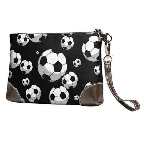 EgoMed Fußball,Handgelenktaschen PU-Leder Clutch Damen Reißverschluss Geldbörse Brieftasche Handtasche mit Handschlaufe von EgoMed