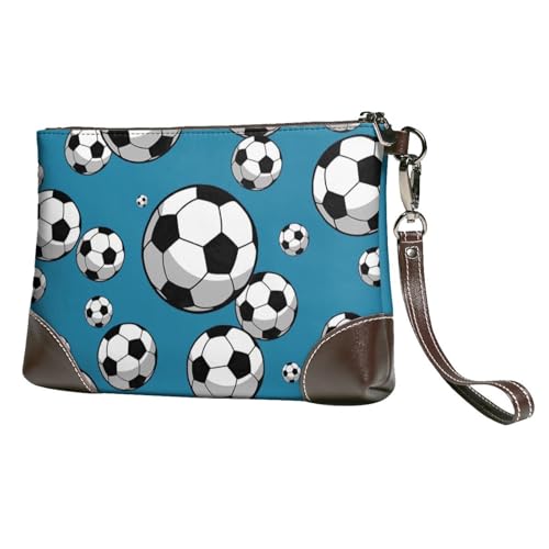 EgoMed Fußball,Handgelenktaschen PU-Leder Clutch Damen Reißverschluss Geldbörse Brieftasche Handtasche mit Handschlaufe von EgoMed