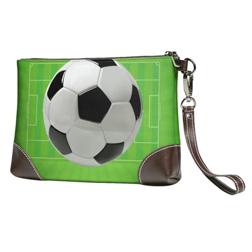 EgoMed Fußballplatz,Handgelenktaschen PU-Leder Clutch Damen Reißverschluss Geldbörse Brieftasche Handtasche mit Handschlaufe von EgoMed