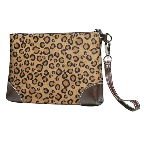 EgoMed Gedrucktes Wildleopardentier,Handgelenktaschen PU-Leder Clutch Damen Reißverschluss Geldbörse Brieftasche Handtasche mit Handschlaufe von EgoMed