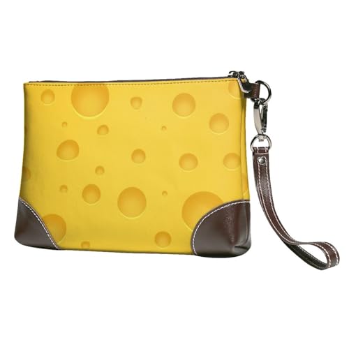 EgoMed Gelber Käse,Handgelenktaschen PU-Leder Clutch Damen Reißverschluss Geldbörse Brieftasche Handtasche mit Handschlaufe von EgoMed