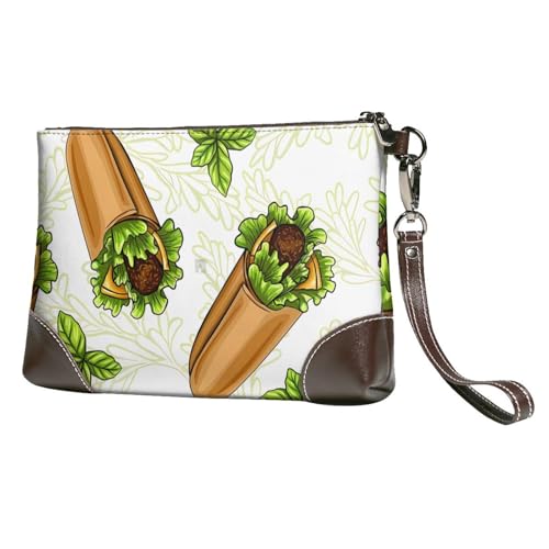 EgoMed Gemüse-Burrito,Handgelenktaschen PU-Leder Clutch Damen Reißverschluss Geldbörse Brieftasche Handtasche mit Handschlaufe von EgoMed