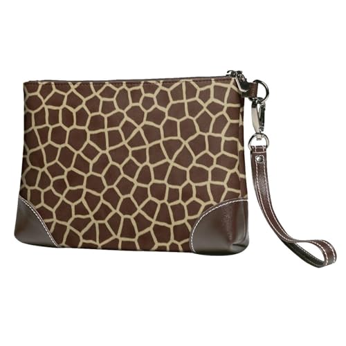 EgoMed Giraffenmuster,Handgelenktaschen PU-Leder Clutch Damen Reißverschluss Geldbörse Brieftasche Handtasche mit Handschlaufe von EgoMed