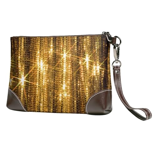 EgoMed Gold Pailletten funkeln,Handgelenktaschen PU-Leder Clutch Damen Reißverschluss Geldbörse Brieftasche Handtasche mit Handschlaufe von EgoMed