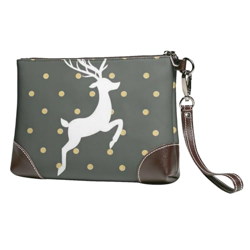 EgoMed Gold und Grau Kostenlose Weihnachten,Handgelenktaschen PU-Leder Clutch Damen Reißverschluss Geldbörse Brieftasche Handtasche mit Handschlaufe von EgoMed