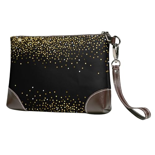EgoMed Goldglittermuster,Handgelenktaschen PU-Leder Clutch Damen Reißverschluss Geldbörse Brieftasche Handtasche mit Handschlaufe von EgoMed