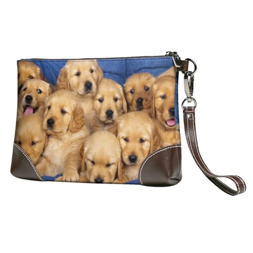 EgoMed Hundemuster,Handgelenktaschen PU-Leder Clutch Damen Reißverschluss Geldbörse Brieftasche Handtasche mit Handschlaufe von EgoMed