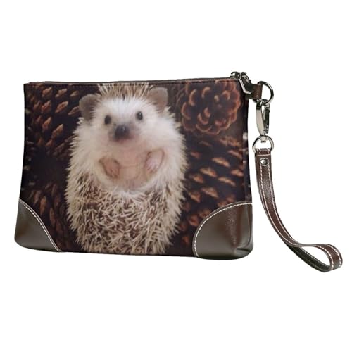 EgoMed Igel,Handgelenktaschen PU-Leder Clutch Damen Reißverschluss Geldbörse Brieftasche Handtasche mit Handschlaufe von EgoMed