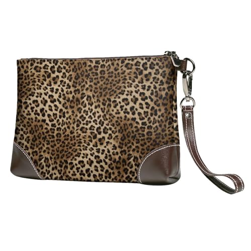 EgoMed Klassischer Leopardenmuster,Handgelenktaschen PU-Leder Clutch Damen Reißverschluss Geldbörse Brieftasche Handtasche mit Handschlaufe von EgoMed