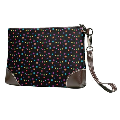 EgoMed Konfetti und Sterne,Handgelenktaschen PU-Leder Clutch Damen Reißverschluss Geldbörse Brieftasche Handtasche mit Handschlaufe von EgoMed