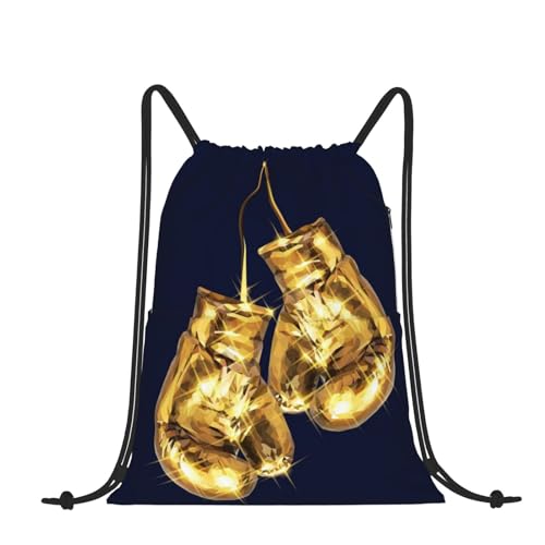 EgoMed Kordelzug-Rucksack, Rucksack-String-Tasche, Sport-Cinch-Sackpack, String-Tasche, Turnbeutel, Goldene Boxhandschuhe von EgoMed