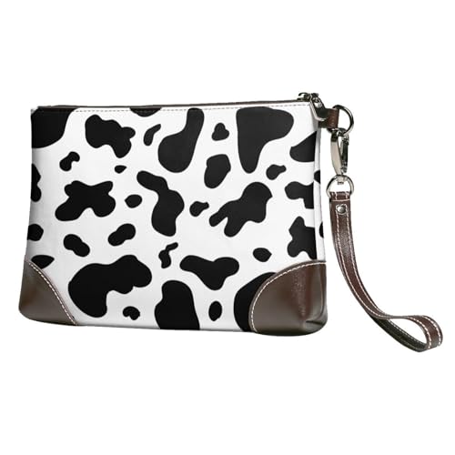 EgoMed Kuhflecken,Handgelenktaschen PU-Leder Clutch Damen Reißverschluss Geldbörse Brieftasche Handtasche mit Handschlaufe von EgoMed