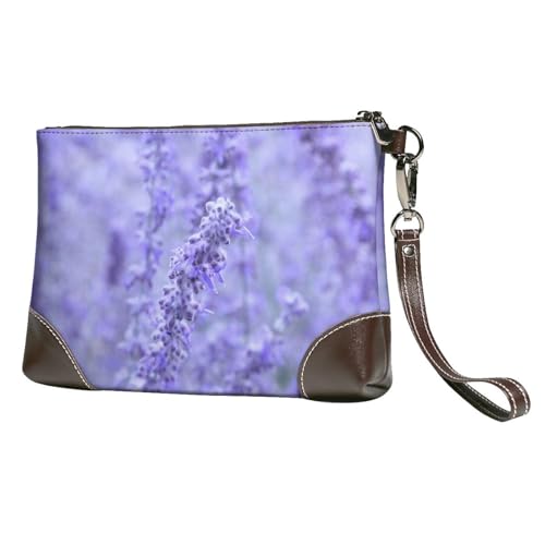 EgoMed Lavendelfarbene Blumen,Handgelenktaschen PU-Leder Clutch Damen Reißverschluss Geldbörse Brieftasche Handtasche mit Handschlaufe von EgoMed