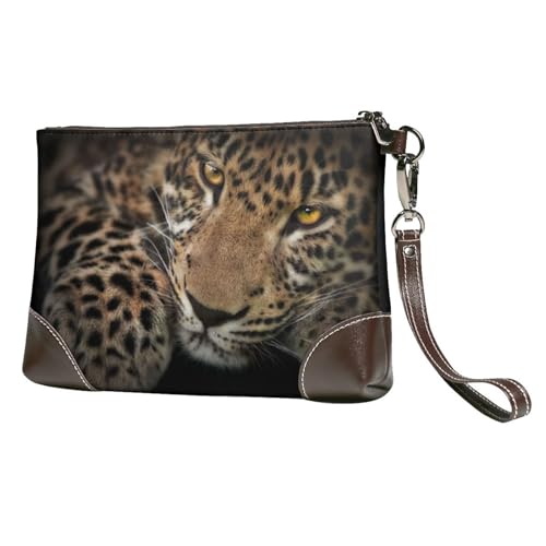 EgoMed Leopard,Handgelenktaschen PU-Leder Clutch Damen Reißverschluss Geldbörse Brieftasche Handtasche mit Handschlaufe von EgoMed
