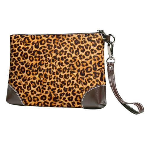 EgoMed Leopardenmuster,Handgelenktaschen PU-Leder Clutch Damen Reißverschluss Geldbörse Brieftasche Handtasche mit Handschlaufe von EgoMed
