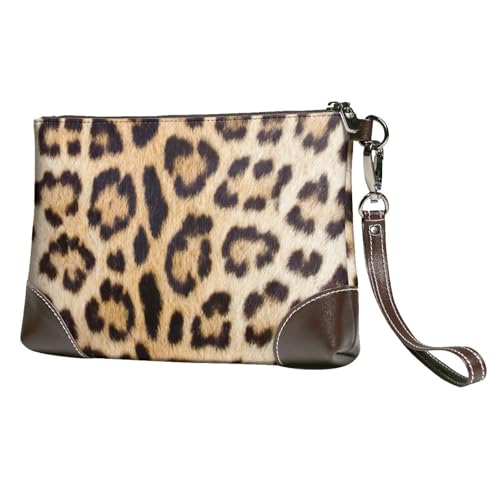 EgoMed Leopardenmuster,Handgelenktaschen PU-Leder Clutch Damen Reißverschluss Geldbörse Brieftasche Handtasche mit Handschlaufe von EgoMed