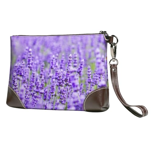 EgoMed Lila Lavendel Bedruckt,Handgelenktaschen PU-Leder Clutch Damen Reißverschluss Geldbörse Brieftasche Handtasche mit Handschlaufe von EgoMed