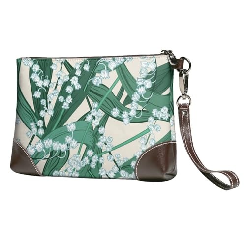 EgoMed Maiglöckchen,Handgelenktaschen PU-Leder Clutch Damen Reißverschluss Geldbörse Brieftasche Handtasche mit Handschlaufe von EgoMed