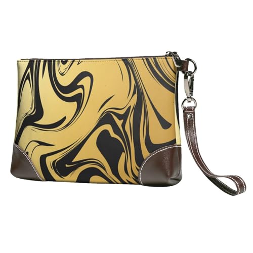 EgoMed Marmor Textur Kupfer,Handgelenktaschen PU-Leder Clutch Damen Reißverschluss Geldbörse Brieftasche Handtasche mit Handschlaufe von EgoMed