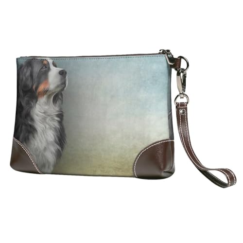 EgoMed Mein täglicher Berner Sennenhund,Handgelenktaschen PU-Leder Clutch Damen Reißverschluss Geldbörse Brieftasche Handtasche mit Handschlaufe von EgoMed