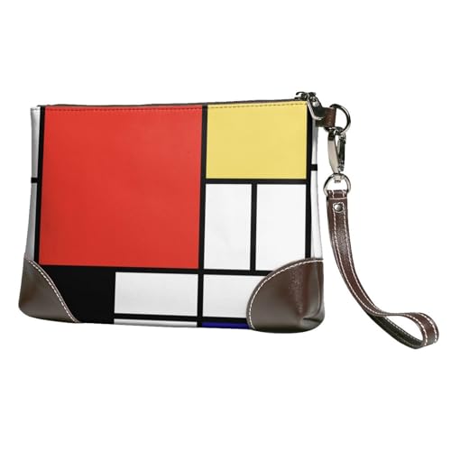 EgoMed Mondrian,Handgelenktaschen PU-Leder Clutch Damen Reißverschluss Geldbörse Brieftasche Handtasche mit Handschlaufe von EgoMed