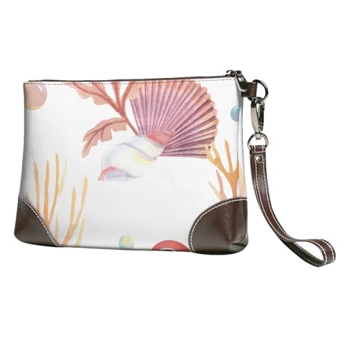 EgoMed Muschel,Handgelenktaschen PU-Leder Clutch Damen Reißverschluss Geldbörse Brieftasche Handtasche mit Handschlaufe von EgoMed