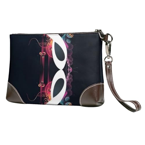 EgoMed Musiknoten,Handgelenktaschen PU-Leder Clutch Damen Reißverschluss Geldbörse Brieftasche Handtasche mit Handschlaufe von EgoMed