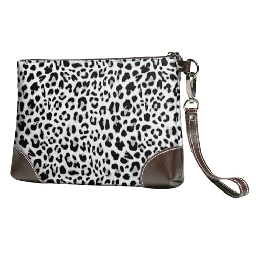 EgoMed Nahtloses Leopardenmuster,Handgelenktaschen PU-Leder Clutch Damen Reißverschluss Geldbörse Brieftasche Handtasche mit Handschlaufe von EgoMed