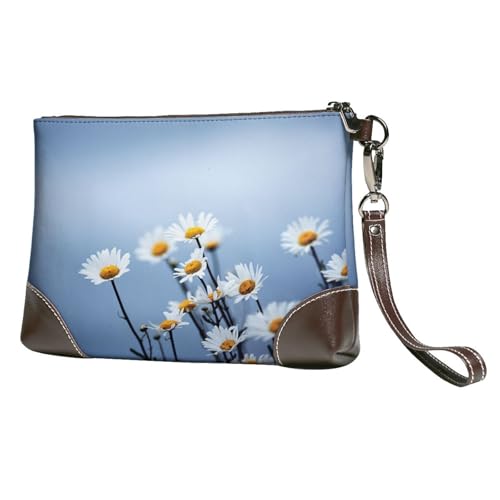EgoMed Natur Weiße Blume,Handgelenktaschen PU-Leder Clutch Damen Reißverschluss Geldbörse Brieftasche Handtasche mit Handschlaufe von EgoMed