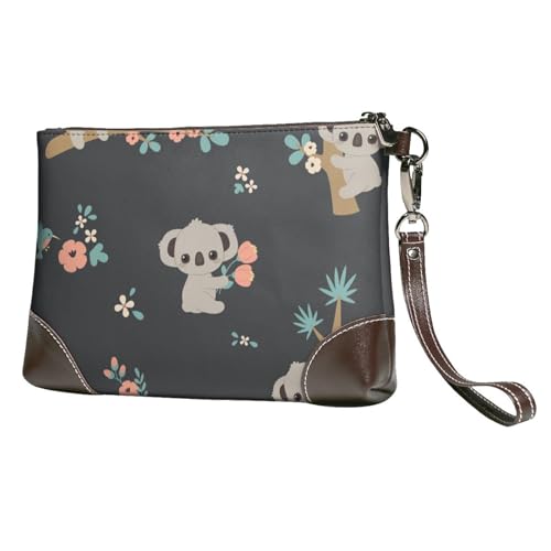 EgoMed Niedlicher 3D-Tierkoala,Handgelenktaschen PU-Leder Clutch Damen Reißverschluss Geldbörse Brieftasche Handtasche mit Handschlaufe von EgoMed