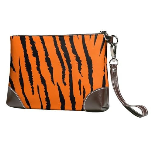EgoMed Orange Tiger Leopard,Handgelenktaschen PU-Leder Clutch Damen Reißverschluss Geldbörse Brieftasche Handtasche mit Handschlaufe von EgoMed