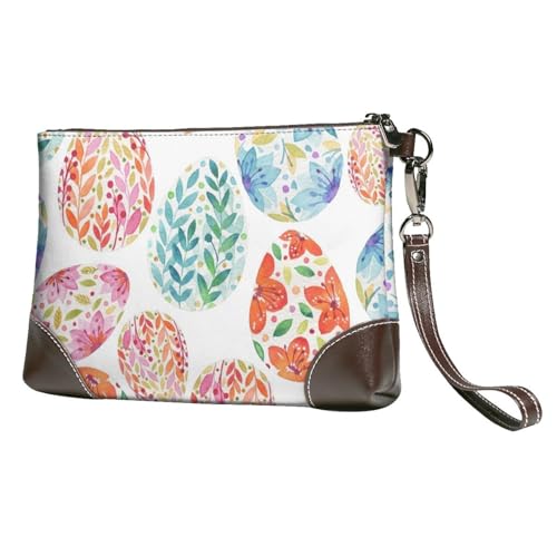 EgoMed Ostereier,Handgelenktaschen PU-Leder Clutch Damen Reißverschluss Geldbörse Brieftasche Handtasche mit Handschlaufe von EgoMed